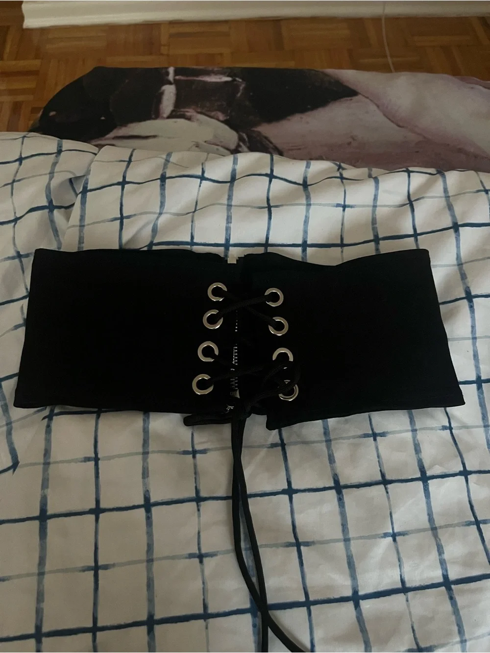 Black Lace-Up Corset Waist Belt